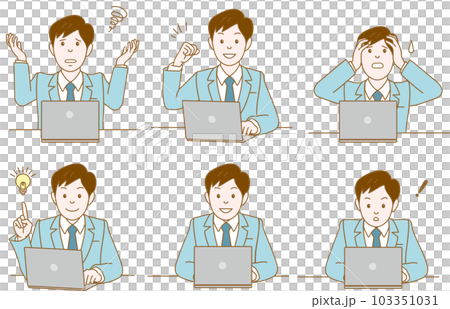 A man in a suit heading to a laptop 103351031