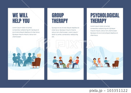 Set of flyers about group therapy flat style, vector illustration 103351122