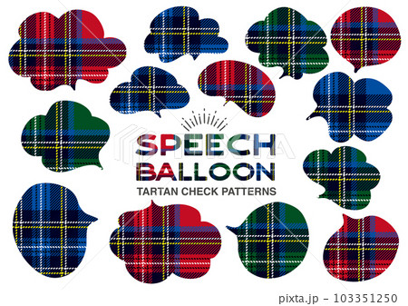 チェック柄の吹き出し素材セット チェック柄の吹き出し素材セット 103351250