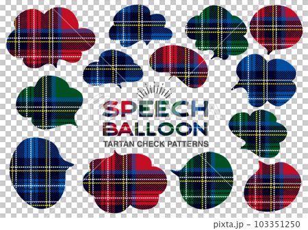 チェック柄の吹き出し素材セット チェック柄の吹き出し素材セット 103351250