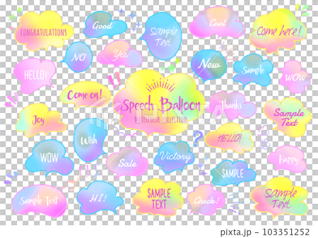 Colorful handwritten speech bubble material set 103351252