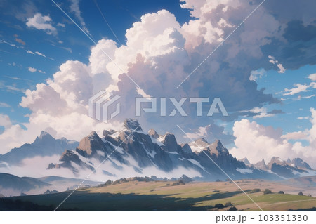 青空と広大な風景のイラスト 103351330