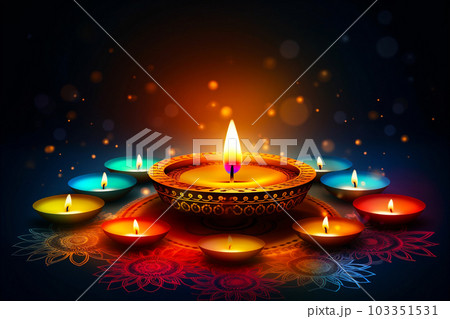 Celebrating the Festival of Lights: Happy Diwali Illustration. AI generated Celebrating the Festival of Lights: Happy Diwali Illustration. AI generated 103351531