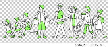 Three generation family summer camp, sea 103351892