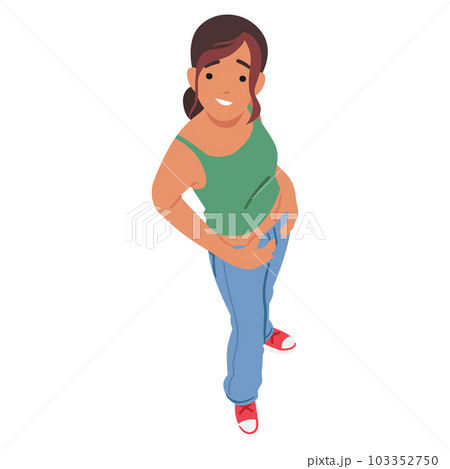 Curious Woman Gazes Upward, Her Face Tilted Towards The Sky, Viewed From Above, Capturing A Moment Of Wonder 103352750