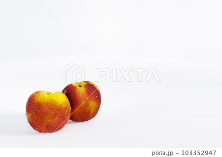 白背景でみずみずしい2個のネクタリンの3Dイラスト 白背景でみずみずしい2個のネクタリンの3Dイラスト 103352947