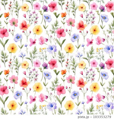 かわいい水彩の小花柄 シームレス背景イラスト AI画像のイラスト素材 [103353279] - PIXTA