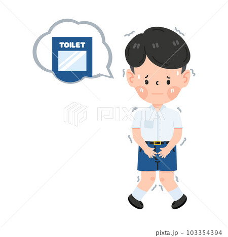 Kid boy wants to go to the toilet 103354394