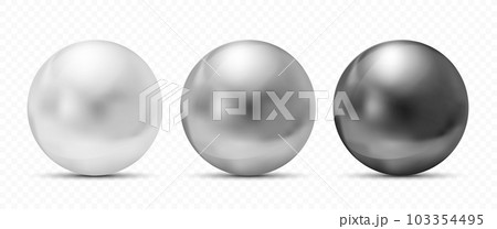 Collection of metallic chrome balls. vector mockup 103354495