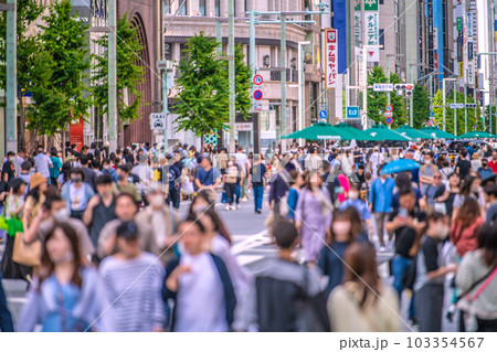 日本の東京都市景観 5類移行から2週…銀座もマ無しが増…感染爆発は無い＝5月21日（ホコ天実施日） 103354567