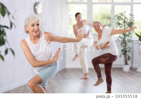 Group of people of different ages dancing in studio Group of people of different ages dancing in studio 103355518