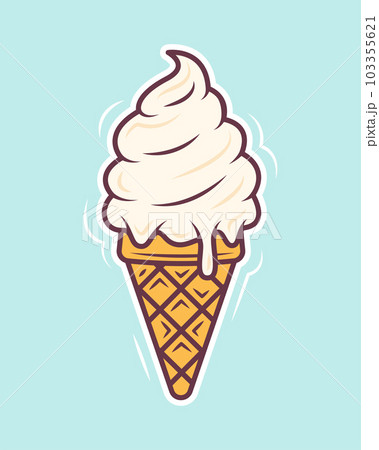 Ice cream cone cartoon style. Vector illustration isolated on a blue background Ice cream cone cartoon style. Vector illustration isolated on a blue background 103355621
