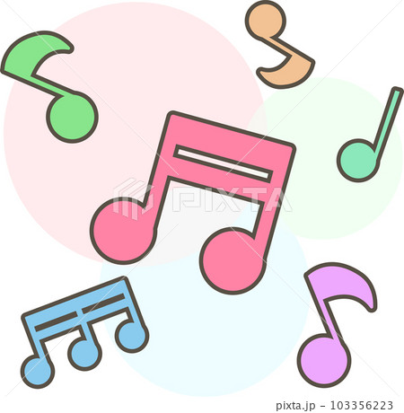 カラフルでかわいい音符のイラスト カラフルでかわいい音符のイラスト 103356223
