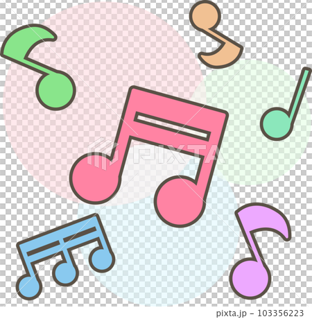 カラフルでかわいい音符のイラスト カラフルでかわいい音符のイラスト 103356223