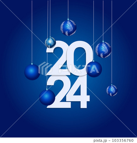 Happy New Year 2024 Elegant gold text with balloons and confetti. Realistic vector illustration Happy New Year 2024 Elegant gold text with balloons and confetti. Realistic vector illustration 103356760