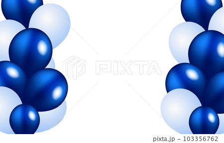 Festive banner with blue confetti and balloons Festive banner with blue confetti and balloons 103356762