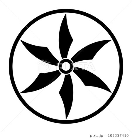 Six-pointed star in circle, a symbol similar to a wheel shuriken, a Japanese concealed weapon, also known as throwing or ninja star. Modeled on a crop circle pattern found at Broad Hinton, Wiltshire. Six-pointed star in circle, a symbol similar to a wheel shuriken, a Japanese concealed weapon, also known as throwing or ninja star. Modeled on a crop circle pattern found at Broad Hinton, Wiltshire. 103357410