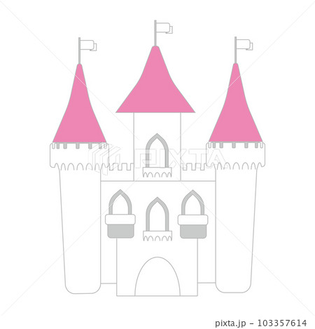 ピンクの屋根の洋風のお城のイラスト 103357614