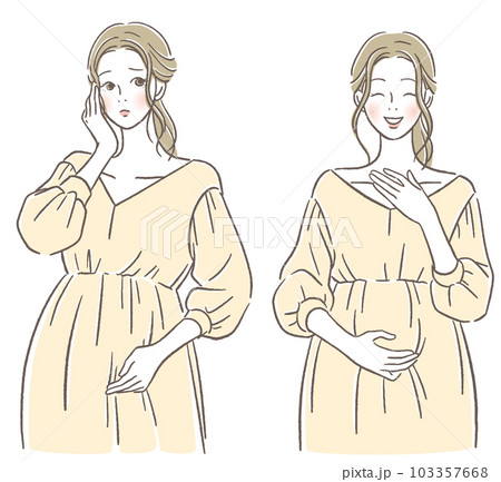 困る顔と笑う顔の妊婦 103357668
