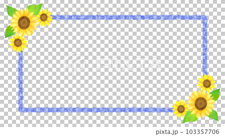 一個簡單的方形框架與向日葵的插圖素材 103357706