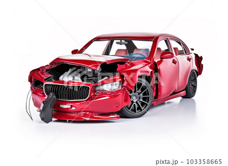 Red sedan car crashed. Generative A.I. Red sedan car crashed. Generative A.I. 103358665