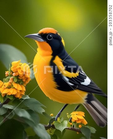 Various pictures and illustration of cute and beautiful birds, with different positions and colors with different backgrounds. bluebird, kingfisher, owl, duck, firebird, snow owl, content background 103358702
