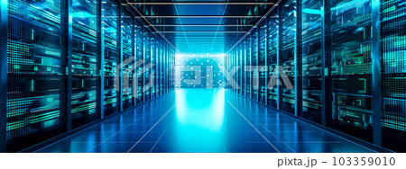 hosting farm, data room storage, banner with copy space, made with Generative AI hosting farm, data room storage, banner with copy space, made with Generative AI 103359010