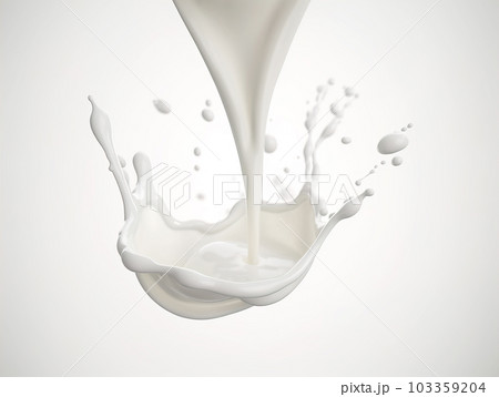 pour of milk with a stunning splash suspended in mid-air. Generative A.I. pour of milk with a stunning splash suspended in mid-air. Generative A.I. 103359204