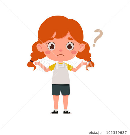 confused face cartoon girl