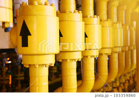 pipelines on oil and gas platform for production, Oil and gas process and control by automation system, Operator control product in oil and gas industry. pipelines on oil and gas platform for production, Oil and gas process and control by automation system, Operator control product in oil and gas industry. 103359860