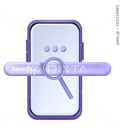 3D search engine bar, smartphone screen, minimal web address button icon, magnifier, internet box. 3D search engine bar, smartphone screen, minimal web address button icon, magnifier, internet box. 103359965