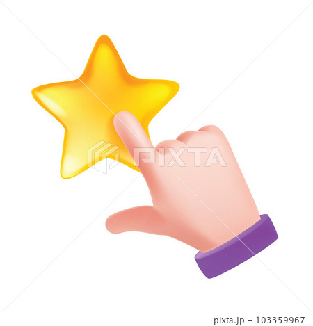 3D hand icon, finger click cursor, touch button vector illustration, web UI pointer gesture, star.  103359967
