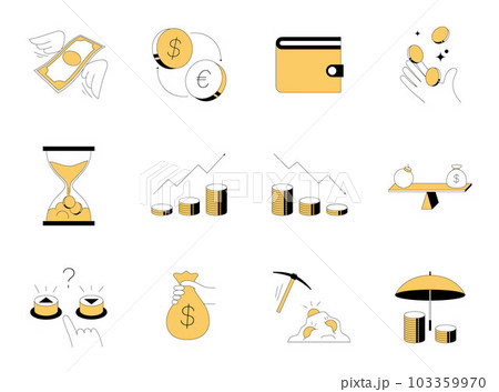 Money Related Thin Line Icon Set Money Related Thin Line Icon Set 103359970