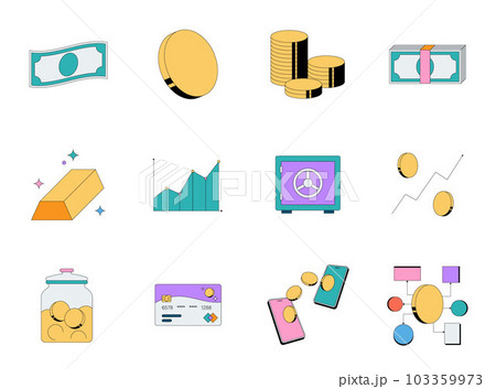 Money Related Thin Line Icon Set Money Related Thin Line Icon Set 103359973