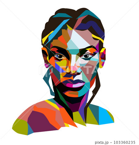 Portrait Fashion african american woman. Avatar of woman in modern trendy abstract style 103360235