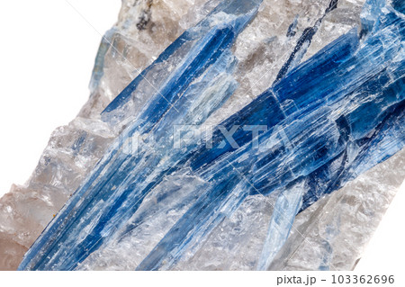 Macro mineral stone Kyanite a white background Macro mineral stone Kyanite a white background 103362696