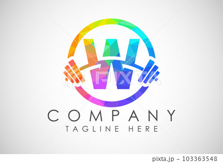 English alphabet with a barbell low poly style. Lifting vector logo design. Vector logo for bodybuilding 103363548