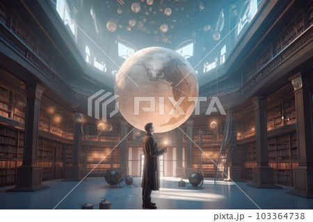 Big astrological library. Study ready. Fictional person. Generate Ai Big astrological library. Study ready. Fictional person. Generate Ai 103364738