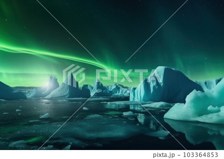 Ice land with icebergs. Nature landscape. Generate Ai 103364853