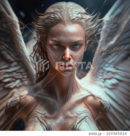 Illustration portrait of a girl - angel with beautiful wings 103365014