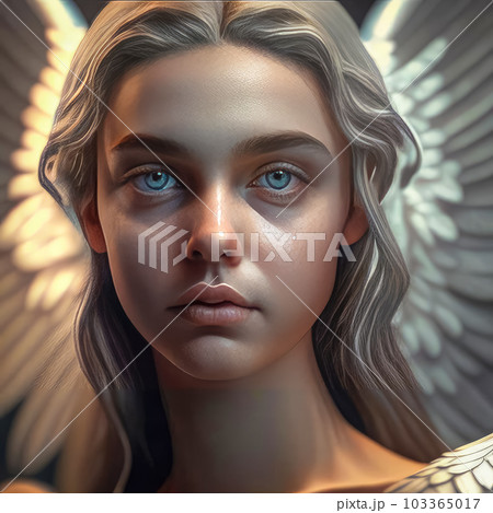 Illustration portrait of a girl - angel with beautiful wings 103365017