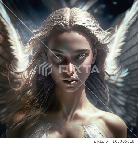 Illustration portrait of a girl - angel with beautiful wings Illustration portrait of a girl - angel with beautiful wings 103365019