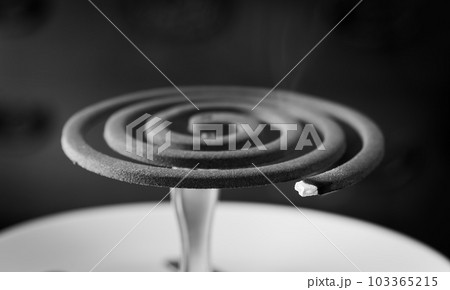 燃焼している蚊取り線香　夏の風物詩　渦巻 103365215