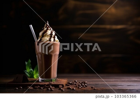 Ice blended cocoa vanilla. Cold coffee. Generate Ai 103365366