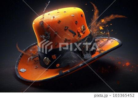 Orange halloween hat. Cap party. Generate Ai 103365452