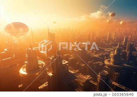 Futuristic tech city in sun light. Space science. Generate Ai Futuristic tech city in sun light. Space science. Generate Ai 103365640