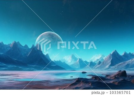 Fantasy landscape of distand planet. Science nature. Generate Ai 103365701
