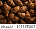 Croissant background. Delicious baking dessert. Generate Ai 103365805