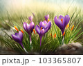 Crocus field. Nature plant flower. Generate Ai 103365807
