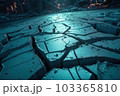 Cracked city road concrete. Dirty broken. Generate Ai 103365810